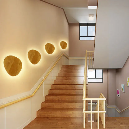 Applique murale ronde bois, chambre, couloir | LED