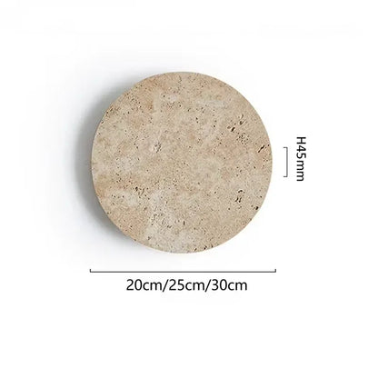 Applique murale ronde, disque en travertin, LED à éclairage indirect | Chambre salon couloir intérieur wabi-sabi