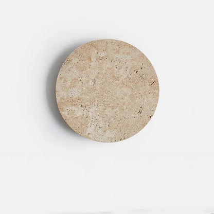 Applique murale ronde, disque en travertin, LED à éclairage indirect | Chambre salon couloir intérieur wabi-sabi
