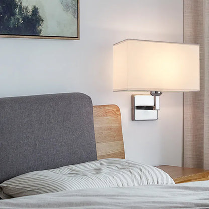 Applique murale LED intégrée avec interrupteur, Chambre tête de lit style hôtel | Liseuse à abat-jour tissu