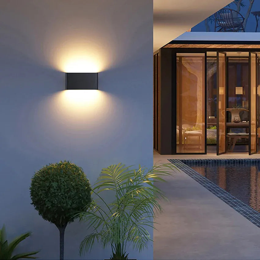 Applique murale Extérieur LED étanche pour Terrasse, Balcon | Double éclairage haut bas, aluminium IP65