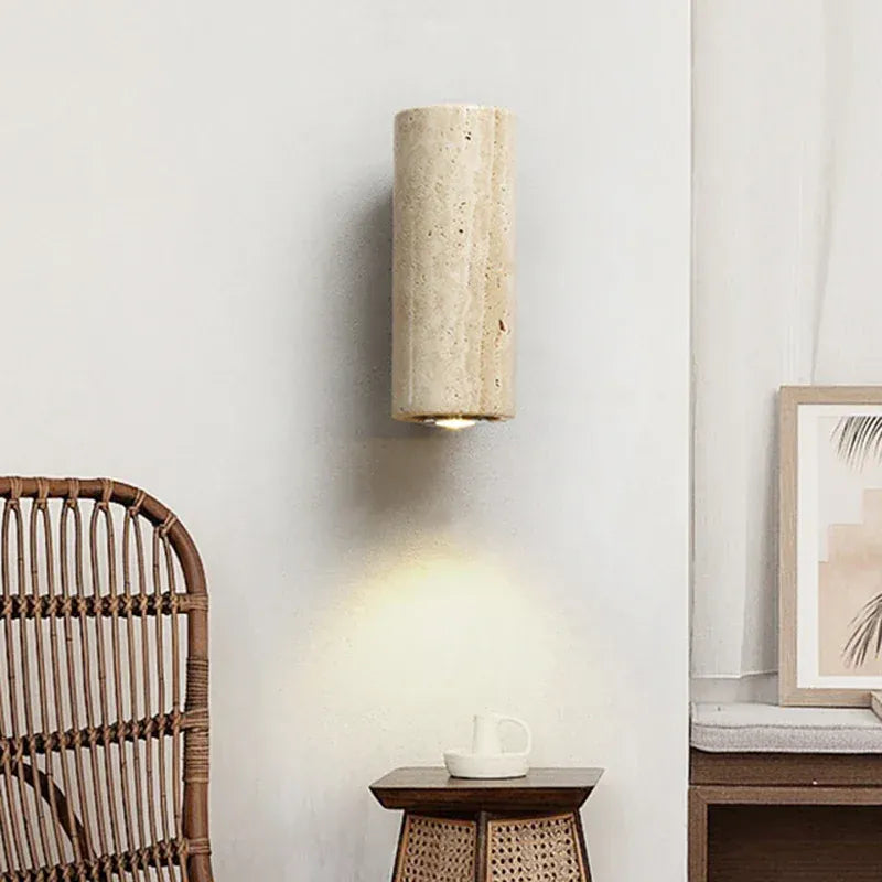 Applique murale pierre naturelle LED | Design Wabi-Sabi, intérieur salon & chambre