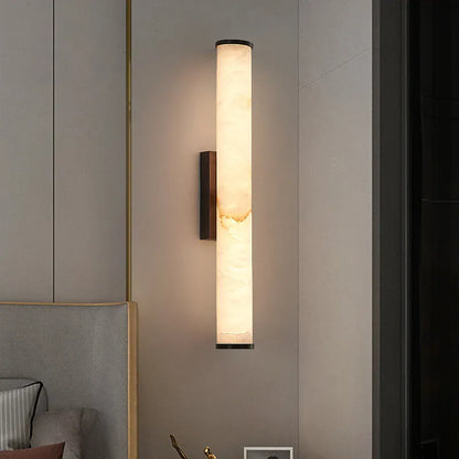 Applique murale barre verticale marbre artificiel métal | Chambre salon escalier intérieur luxe moderne