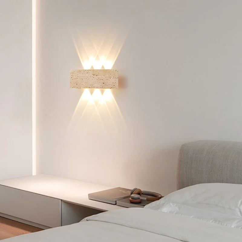 Applique murale pierre naturelle claire, LED | Extérieur et Intérieur