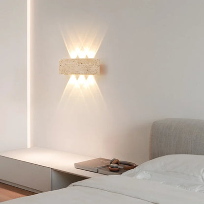 Applique murale pierre naturelle claire, LED | Extérieur et Intérieur