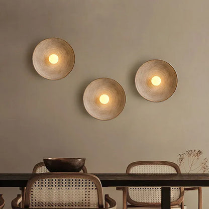 Applique murale ronde texturée, style pierre wabi-sabi minimaliste | Chambre couloir intérieur
