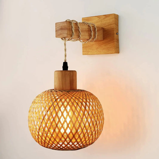 Applique murale bambou tressé — Style japonais rétro