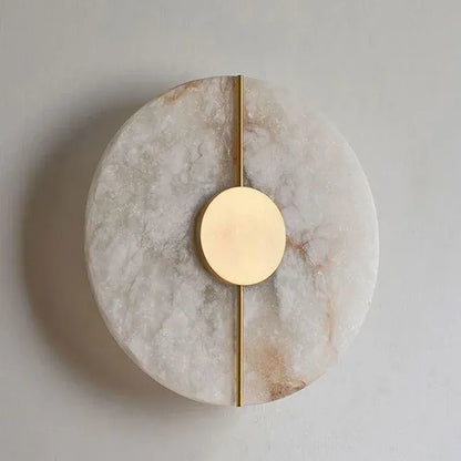 Applique murale dorée ronde design | Pierre naturelle, intérieur chambre, salon