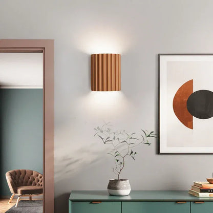 Applique murale chambre salon intérieur, résine cannelée | Double éclairage haut bas, style nordique moderne