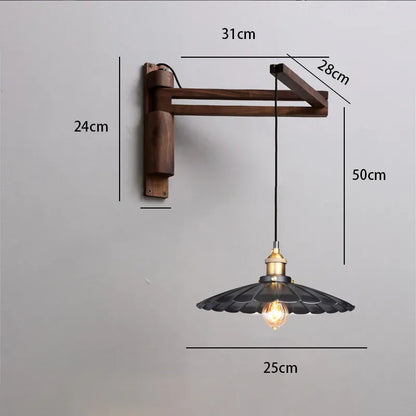 Applique murale bois pour intérieur | Bras pivotant & abat jour métal