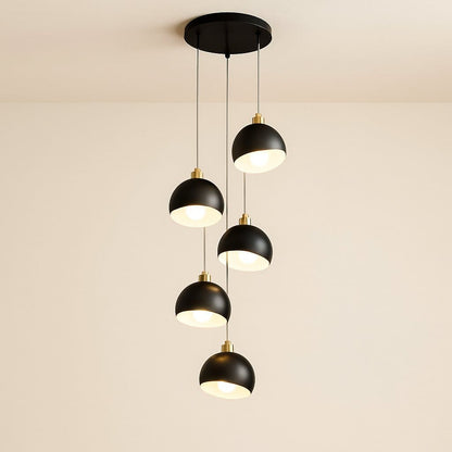 Suspension 3 lampes verre cristal et métal, Double globe laiton moderne | Chambre salon salle à manger