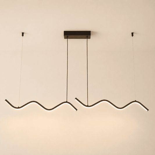 Suspension Lustre LED ruban ondulé, ligne minimaliste
