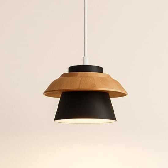 Suspension bois métal avec Abat-jour scandinave | Salon chambre bureau, café, Intérieur