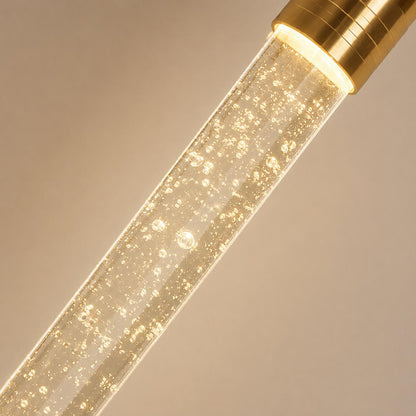 Suspension chambre cristal tube & Colonne bulles dorée moderne | Salon salle à manger Intérieur