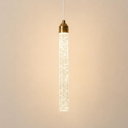 Suspension chambre cristal tube & Colonne bulles dorée moderne | Salon salle à manger Intérieur