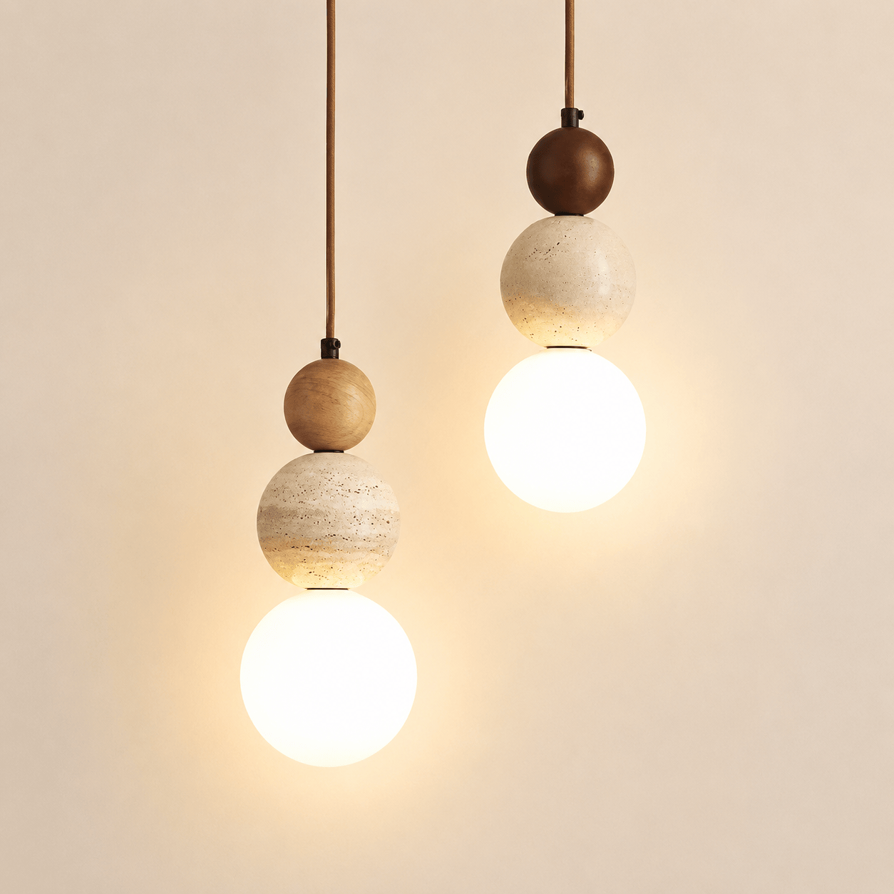 Suspension chambre en pierre & bois naturel
