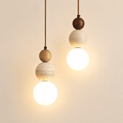 Suspension chambre en pierre & bois naturel