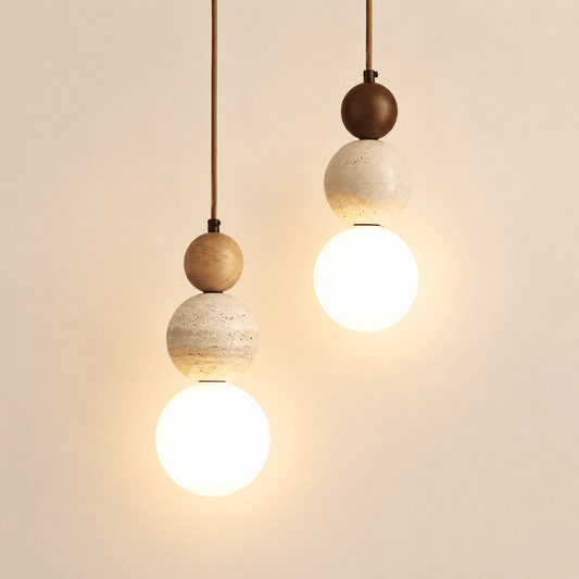 Suspension chambre en pierre & bois naturel