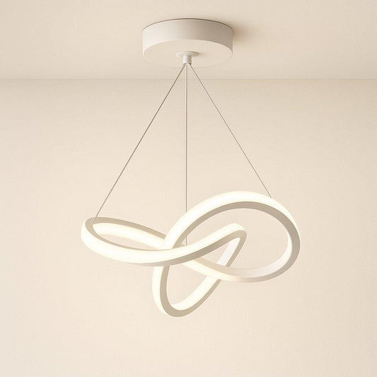 Suspension lustre de salon, anneaux LED infinis, Ruban courbe minimaliste
