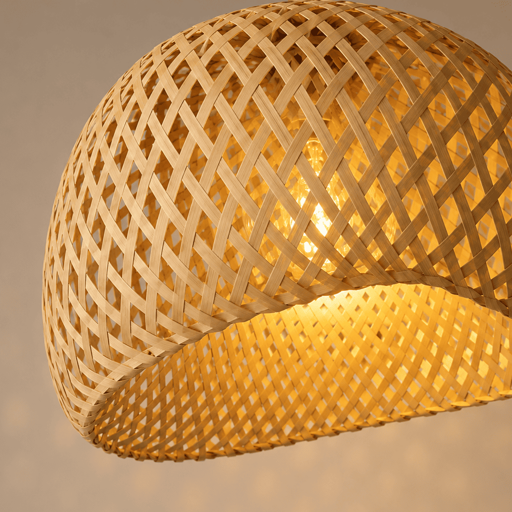 Suspension bambou osier, dôme tressé fait main naturel | Salon salle à manger chambre décoration bohème
