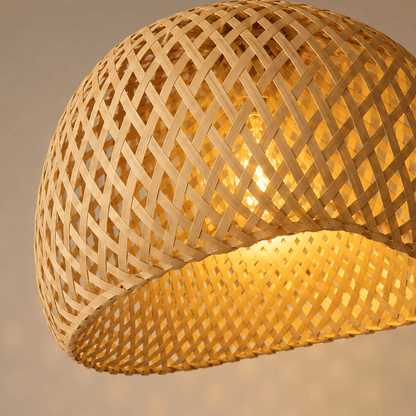 Suspension bambou osier, dôme tressé fait main naturel | Salon salle à manger chambre décoration bohème