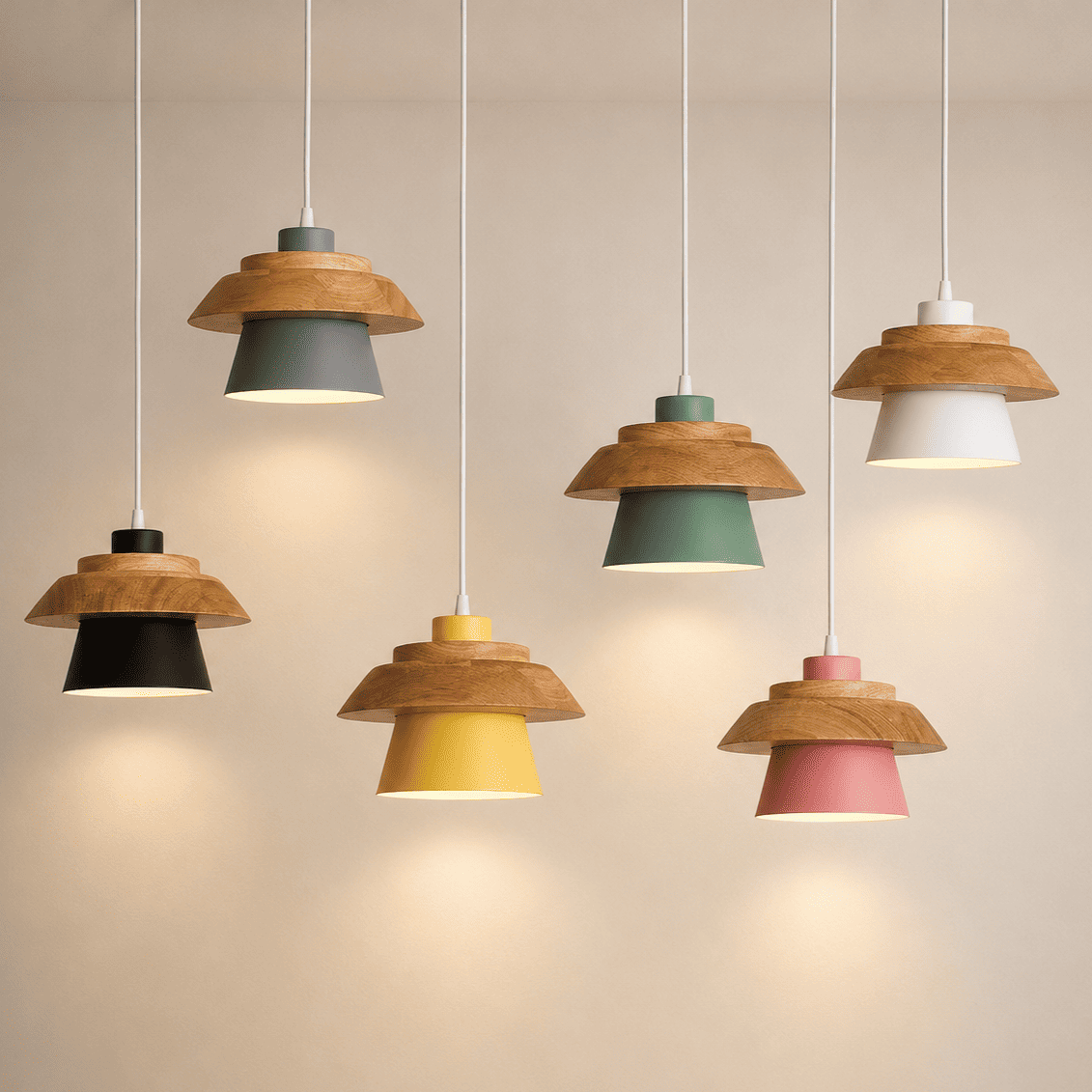 Suspension bois métal avec Abat-jour scandinave 