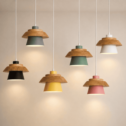 Suspension bois métal avec Abat-jour scandinave 