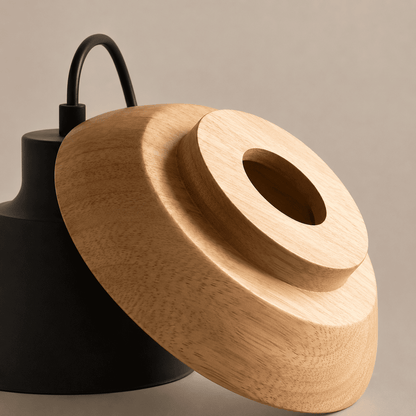 Suspension bois métal avec Abat-jour scandinave | Salon chambre bureau, café, Intérieur