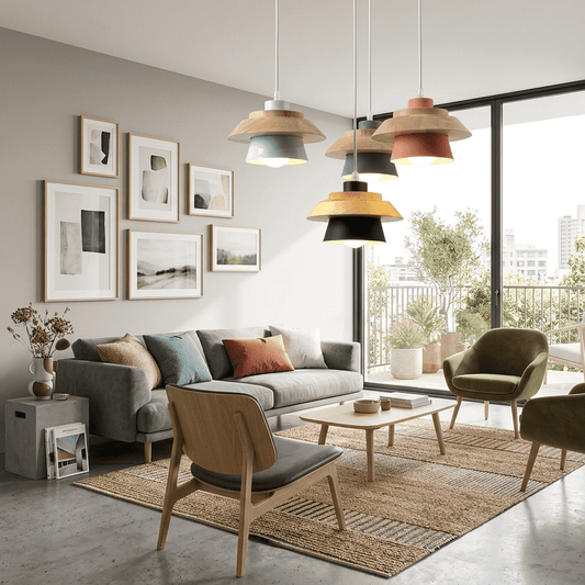 Suspension bois métal avec Abat-jour scandinave | Salon chambre bureau, café, Intérieur