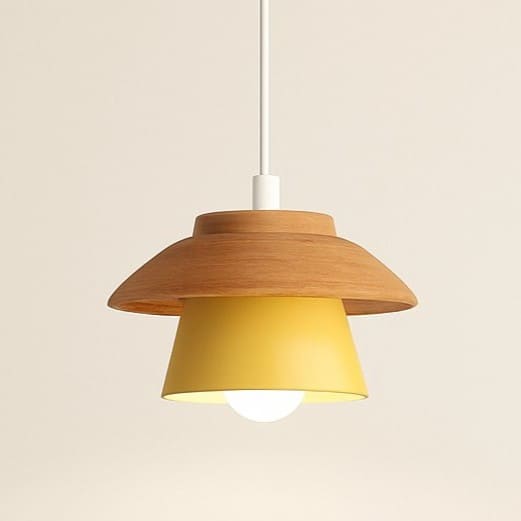 Suspension bois métal avec Abat-jour scandinave | Salon chambre bureau, café, Intérieur