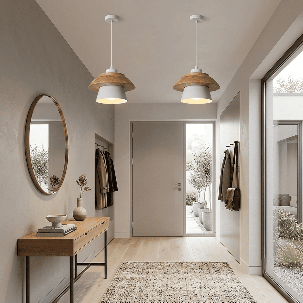 Suspension bois métal avec Abat-jour scandinave | Salon chambre bureau, café, Intérieur