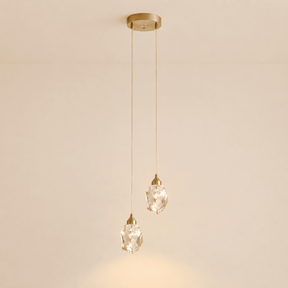 Suspension chambre cristal à facette & Laiton doré moderne | Salle à manger bar, Intérieur
