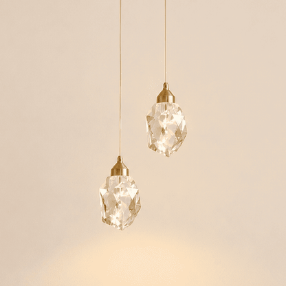 Suspension chambre cristal à facette & Laiton doré moderne | Salle à manger bar, Intérieur