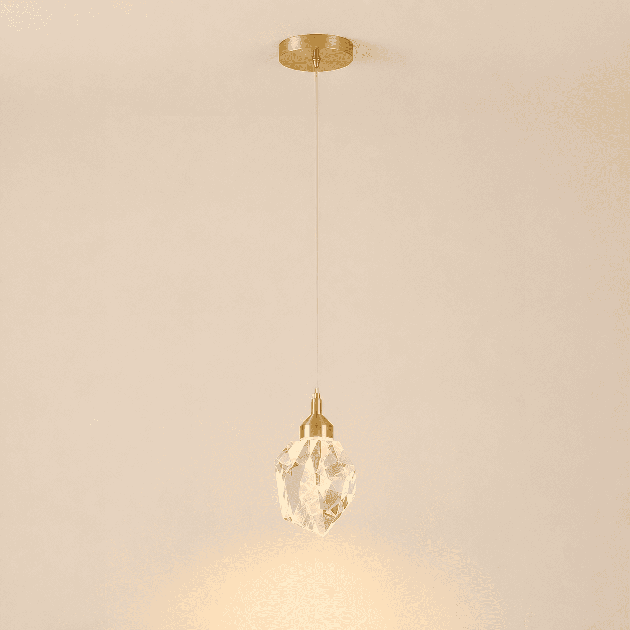Suspension chambre cristal à facette & Laiton doré moderne | Salle à manger bar, Intérieur