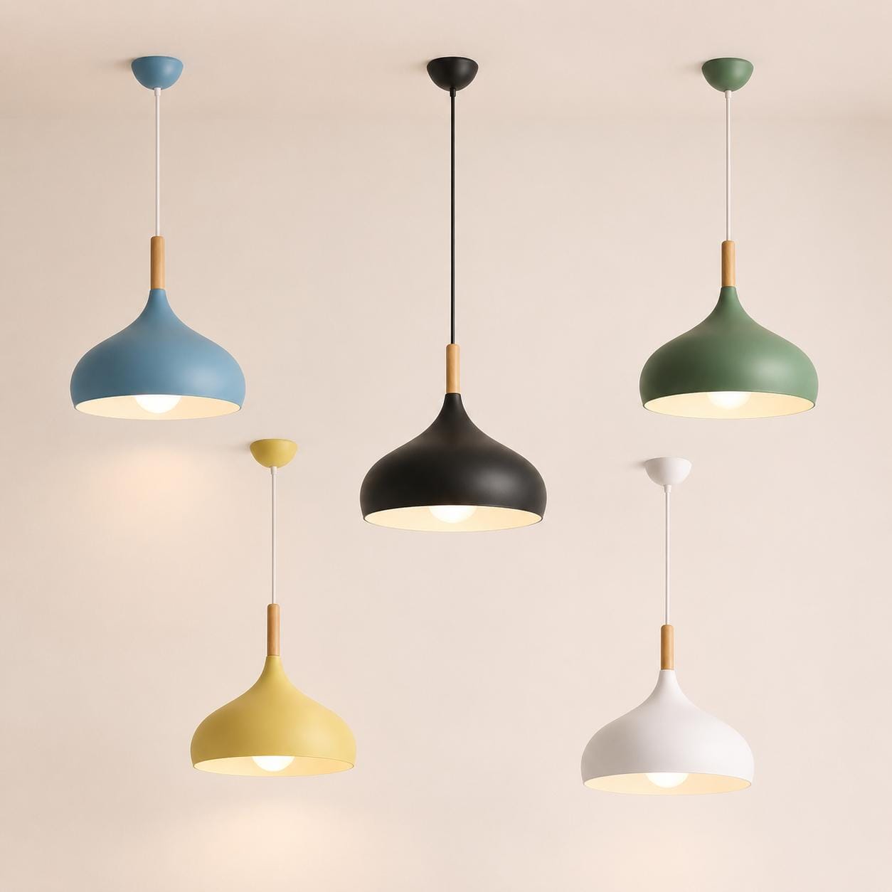 Suspension cuisine & chambre, métal dôme évasé, Design scandinave