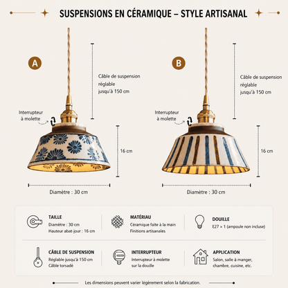 Suspension cuisine en céramique émaillée, Laiton style chinois vintage | Salle à manger chambre, Intérieur