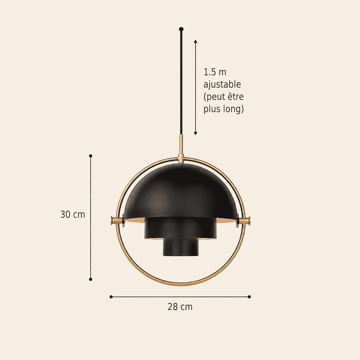 Suspension design laiton, Globe orientable | Salon chambre salle à manger, Style nordique moderne intérieur