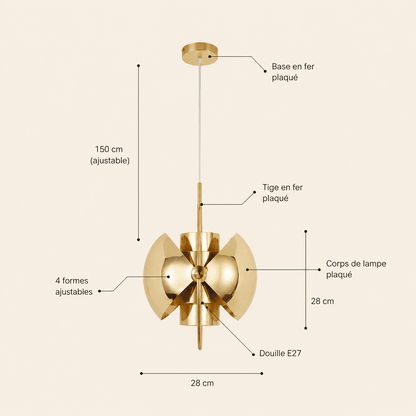 Suspension design laiton, Globe orientable | Salon chambre salle à manger, Style nordique moderne intérieur