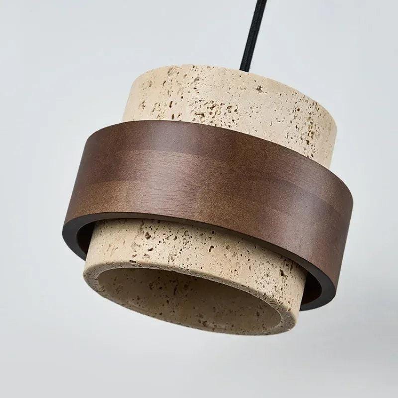Suspension luminaire en pierre naturelle et bois de noyer | Cylindre wabi-sabi, Chambre salon
