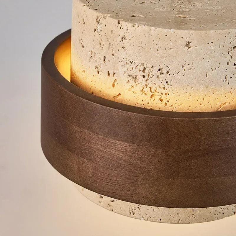Suspension luminaire en pierre naturelle et bois de noyer | Cylindre wabi-sabi, Chambre salon