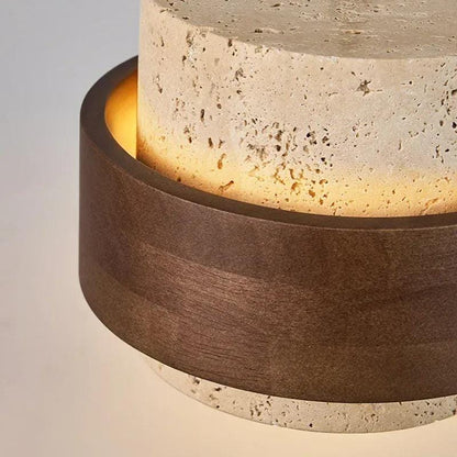 Suspension luminaire en pierre naturelle et bois de noyer | Cylindre wabi-sabi, Chambre salon