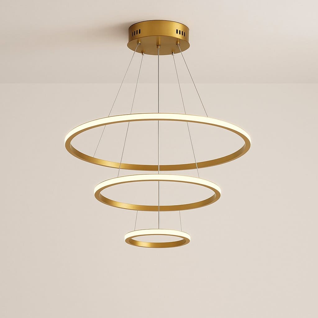 Suspension lustre LED Salle à manger salon Moderne intérieur | anneaux aluminium 3 cercles, dimmable