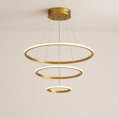 Suspension lustre LED Salle à manger salon Moderne intérieur | anneaux aluminium 3 cercles, dimmable