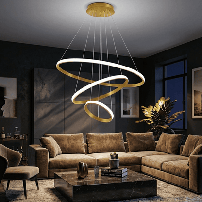 Suspension lustre LED Salle à manger salon Moderne intérieur | anneaux aluminium 3 cercles, dimmable