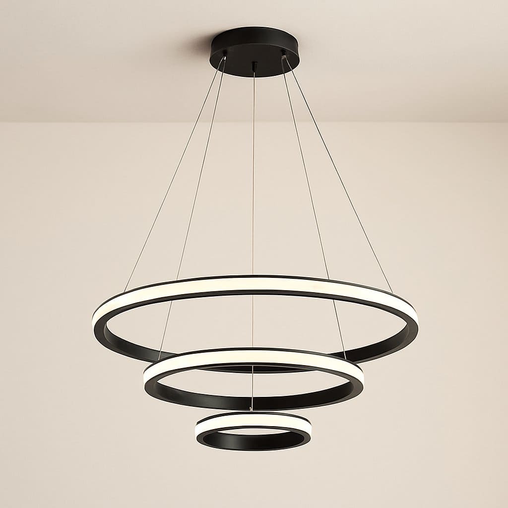 Suspension lustre LED Salle à manger salon Moderne intérieur | anneaux aluminium 3 cercles, dimmable