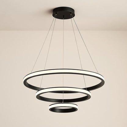 Suspension lustre LED Salle à manger salon Moderne intérieur | anneaux aluminium 3 cercles, dimmable
