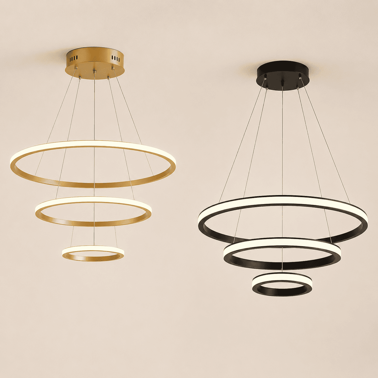 Suspension lustre LED Salle à manger salon Moderne intérieur | anneaux aluminium 3 cercles, dimmable