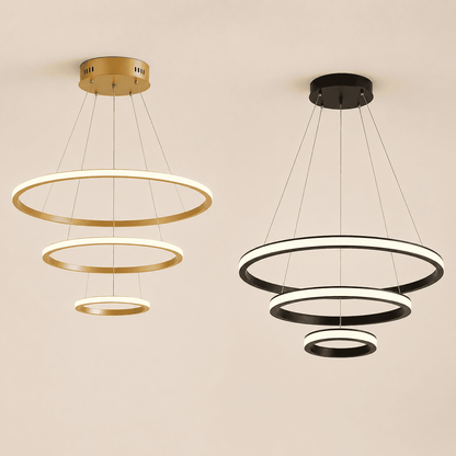 Suspension lustre LED Salle à manger salon Moderne intérieur | anneaux aluminium 3 cercles, dimmable
