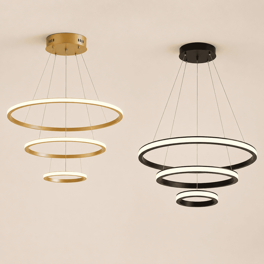 Suspension lustre LED Salle à manger salon Moderne intérieur | anneaux aluminium 3 cercles, dimmable