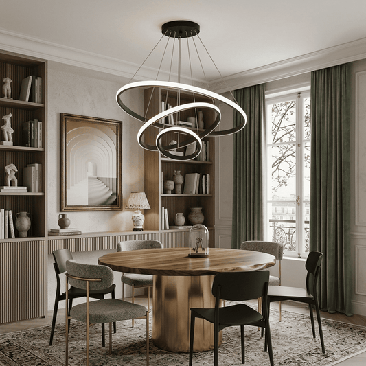 Suspension lustre LED Salle à manger salon Moderne intérieur | anneaux aluminium 3 cercles, dimmable